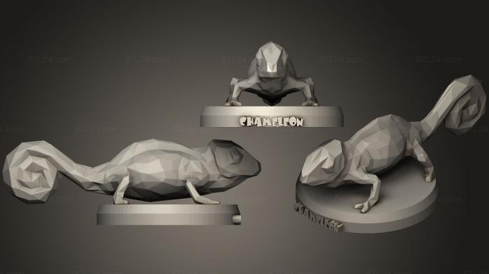Animal figurines (Poly Chameleon, STKJ_1298) 3D models for cnc